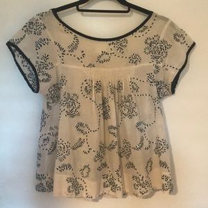 Anna Sui embroidered cream top size Small